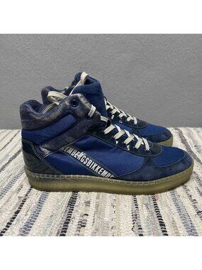 Bikkembergs Womens Blue Navy High-Top Sneakers Size 39 Lace-Up